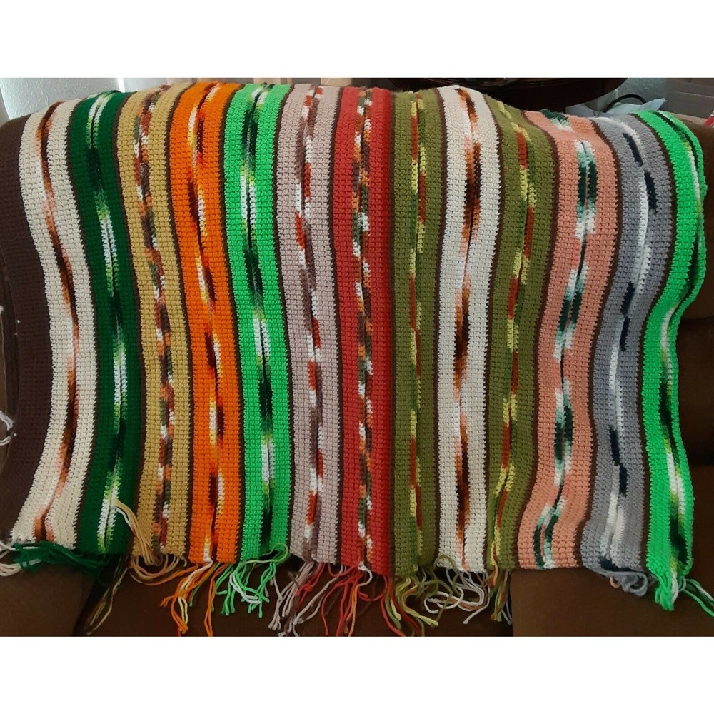 Handmade Multi-colored Afghan/Throw 68W X 82"L